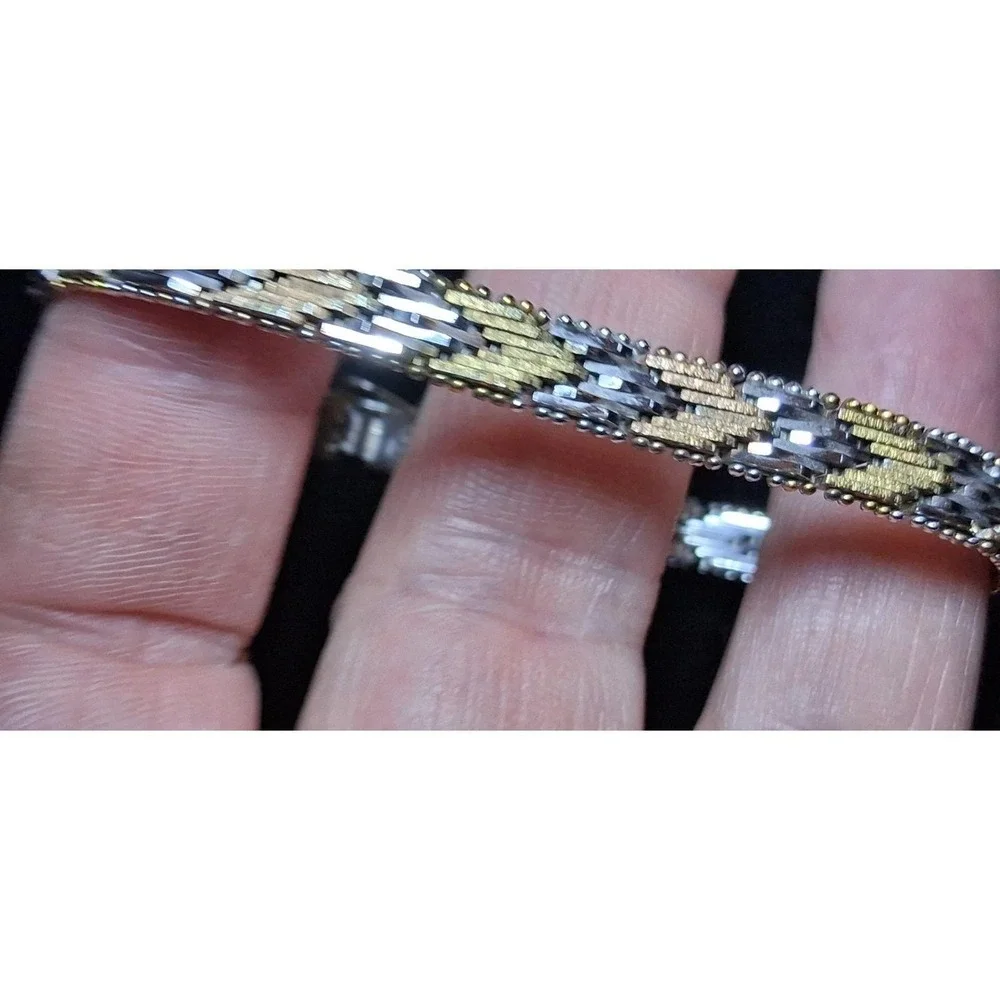 Vintage Tri Gold 925 Sterling Silver 7' Bracelet